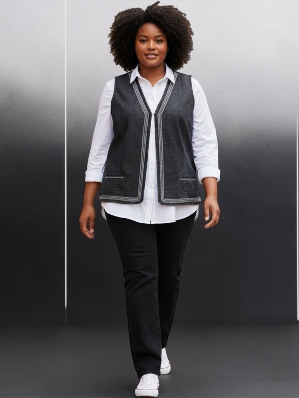 Additions by Chicos Black Denim Vest